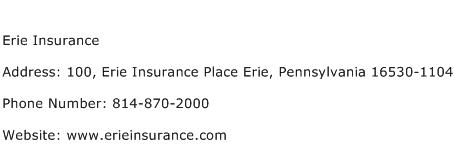 Erie Insurance Address Contact Number