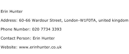 Erin Hunter Address Contact Number