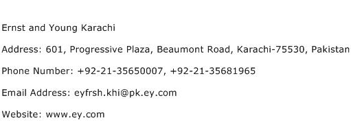 Ernst and Young Karachi Address Contact Number