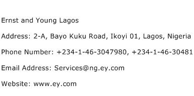 Ernst and Young Lagos Address Contact Number