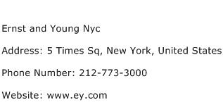 Ernst and Young Nyc Address Contact Number