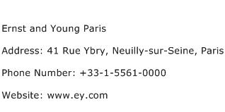 Ernst and Young Paris Address Contact Number