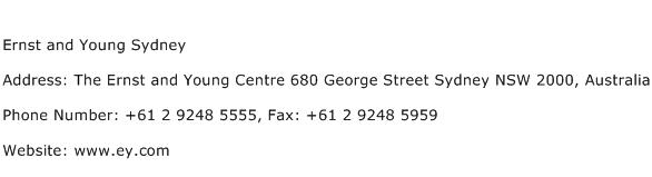 Ernst and Young Sydney Address Contact Number