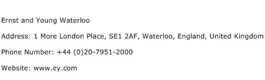 Ernst and Young Waterloo Address Contact Number