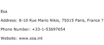 Esa Address Contact Number