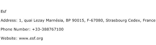Esf Address Contact Number