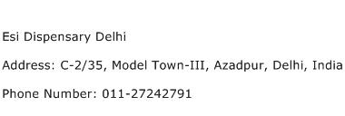 Esi Dispensary Delhi Address Contact Number
