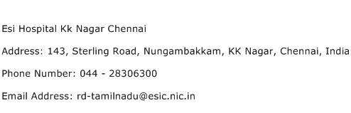 Esi Hospital Kk Nagar Chennai Address Contact Number