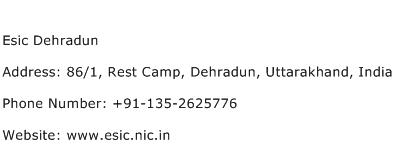 Esic Dehradun Address Contact Number