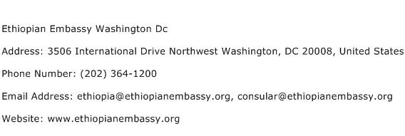 Ethiopian Embassy Washington Dc Address Contact Number