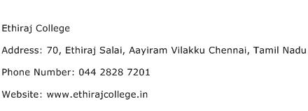 Ethiraj College Address Contact Number