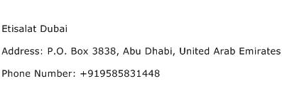 Etisalat Dubai Address Contact Number