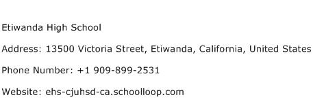Etiwanda High School Address Contact Number