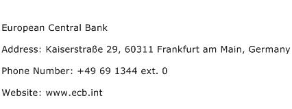 European Central Bank Address Contact Number
