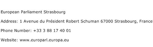 European Parliament Strasbourg Address Contact Number