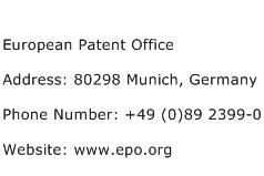 European Patent Office Address Contact Number
