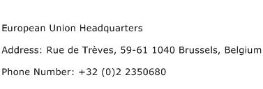 European Union Headquarters Address Contact Number