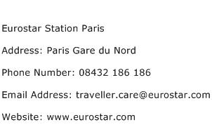 Eurostar Station Paris Address Contact Number