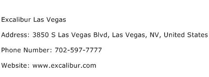 Excalibur Las Vegas Address Contact Number