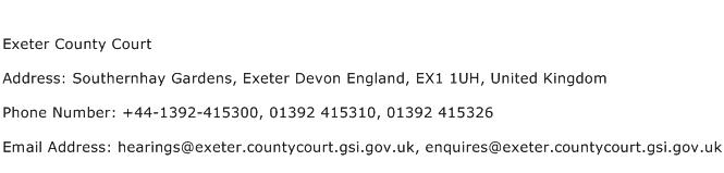 Exeter County Court Address Contact Number