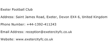 Exeter Football Club Address Contact Number