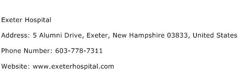 Exeter Hospital Address Contact Number