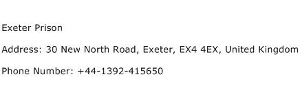 Exeter Prison Address Contact Number
