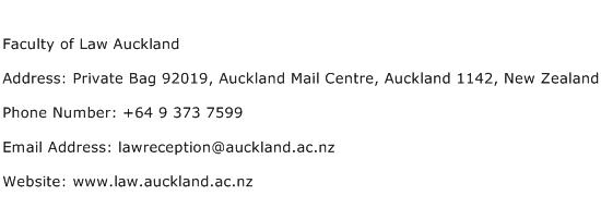 Faculty of Law Auckland Address Contact Number