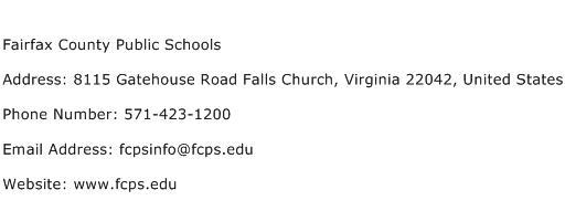 Fairfax County Public Schools Address Contact Number