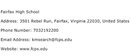 Fairfax High School Address Contact Number