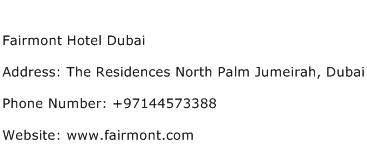 Fairmont Hotel Dubai Address Contact Number