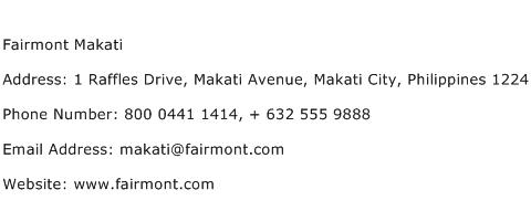 Fairmont Makati Address Contact Number