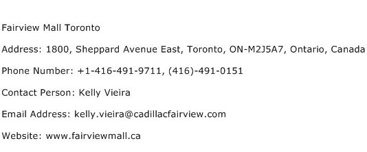 Fairview Mall Toronto Address Contact Number