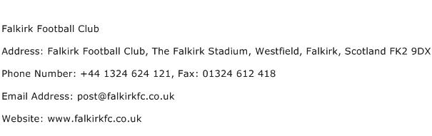Falkirk Football Club Address Contact Number