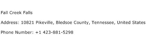 Fall Creek Falls Address Contact Number