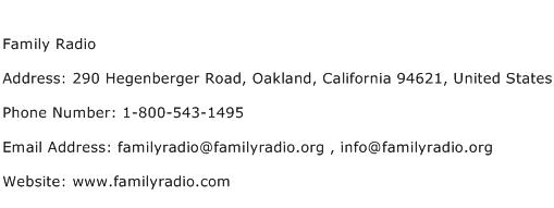 Family Radio Address Contact Number