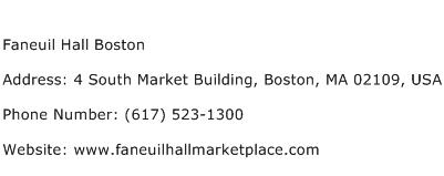 Faneuil Hall Boston Address Contact Number
