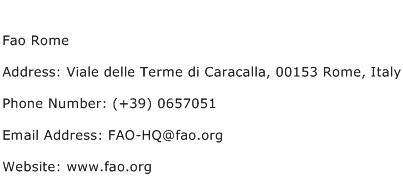 Fao Rome Address Contact Number