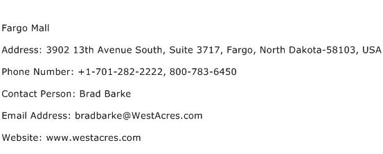 Fargo Mall Address Contact Number