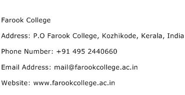 Farook College Address Contact Number