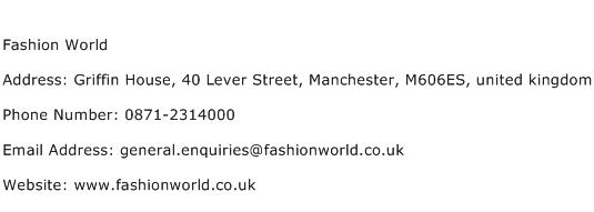 Fashion World Address Contact Number
