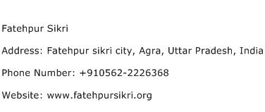 Fatehpur Sikri Address Contact Number