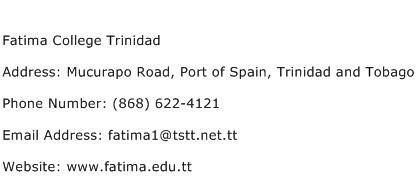 Fatima College Trinidad Address Contact Number