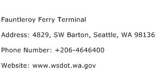 Fauntleroy Ferry Terminal Address Contact Number