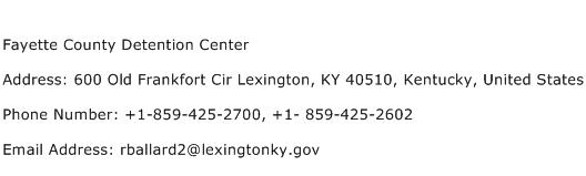 Fayette County Detention Center Address Contact Number