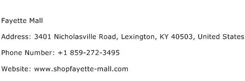 Fayette Mall Address Contact Number