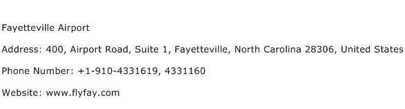 Fayetteville Airport Address Contact Number
