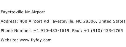 Fayetteville Nc Airport Address Contact Number