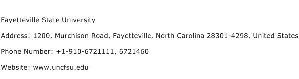 Fayetteville State University Address Contact Number
