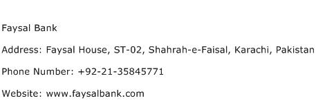 Faysal Bank Address Contact Number